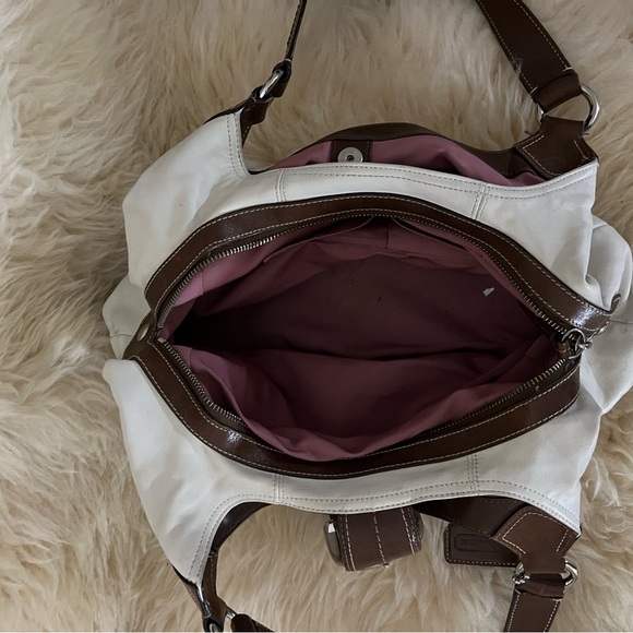 Coach White/Brown Large Zip Bag Tote - Picture 4 of 5